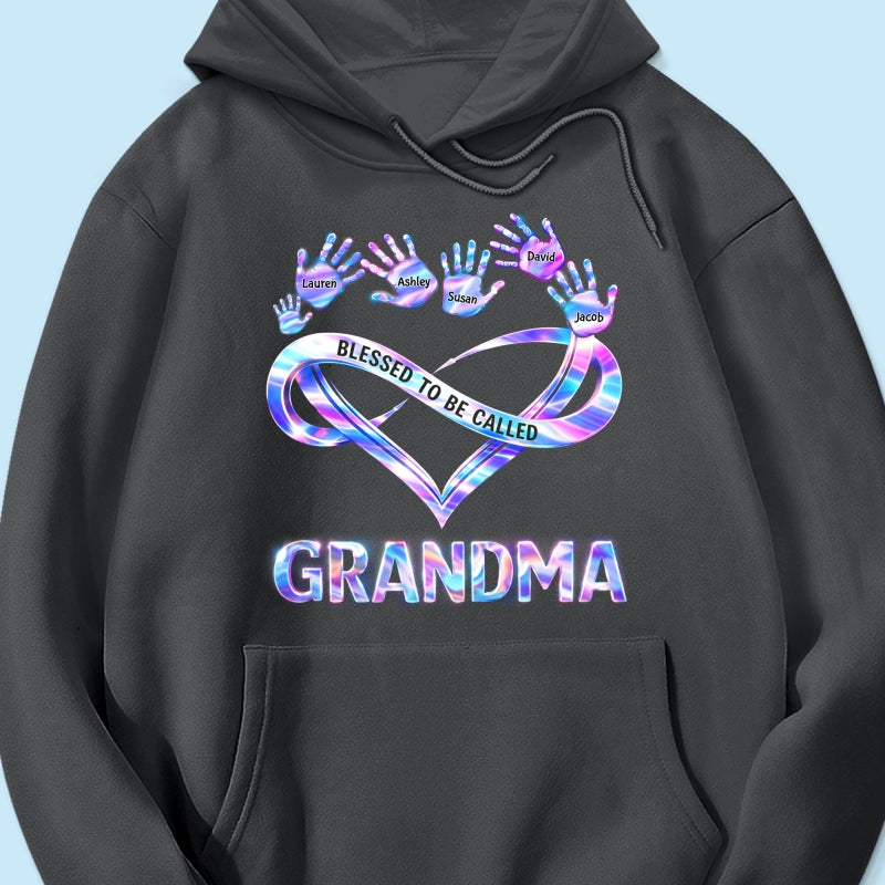 Blessed to be Called Grandma Mom with Kids' Handprint - Personalized Shirt - Sentimental Gift for Grandma, Mom
