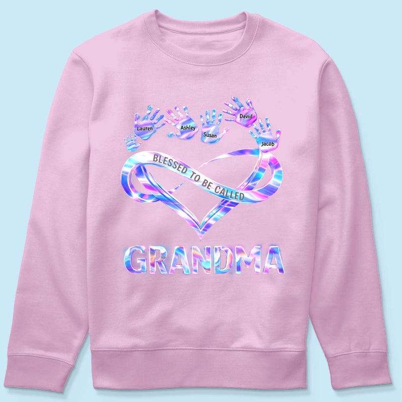 Blessed to be Called Grandma Mom with Kids' Handprint - Personalized Shirt - Sentimental Gift for Grandma, Mom