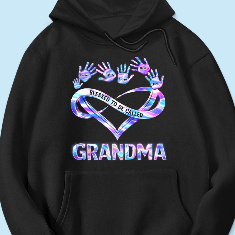 Blessed to be Called Grandma Mom with Kids' Handprint - Personalized Shirt - Sentimental Gift for Grandma, Mom