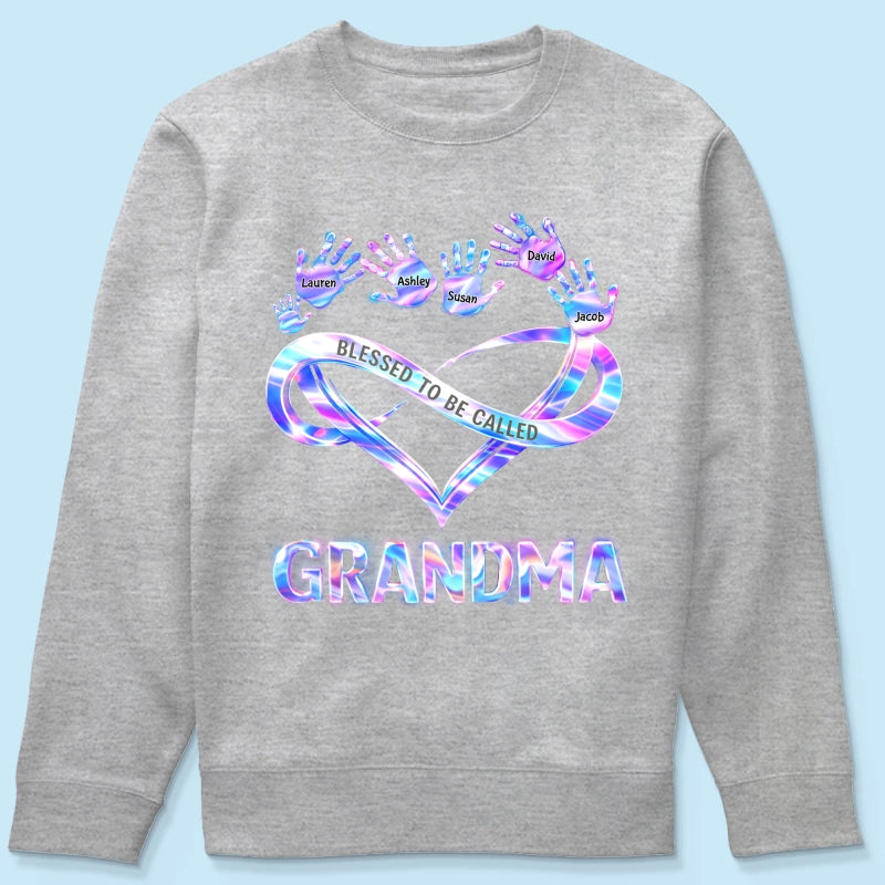 Blessed to be Called Grandma Mom with Kids' Handprint - Personalized Shirt - Sentimental Gift for Grandma, Mom