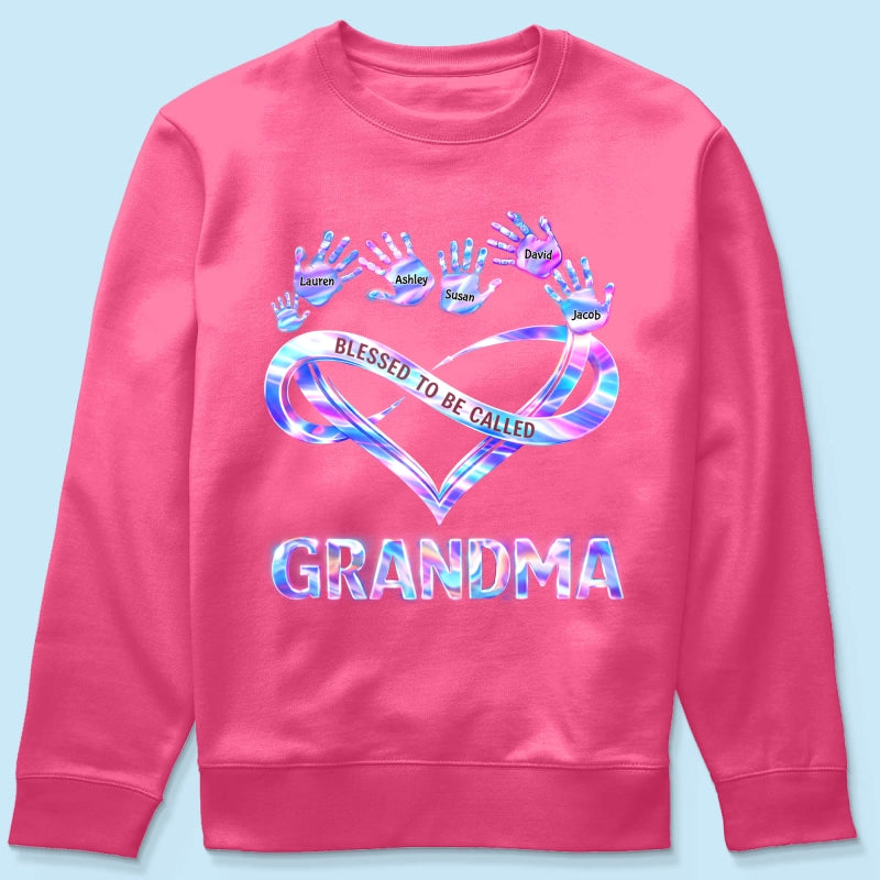 Blessed to be Called Grandma Mom with Kids' Handprint - Personalized Shirt - Sentimental Gift for Grandma, Mom