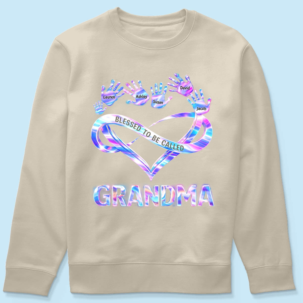 Blessed to be Called Grandma Mom with Kids' Handprint - Personalized Shirt - Sentimental Gift for Grandma, Mom