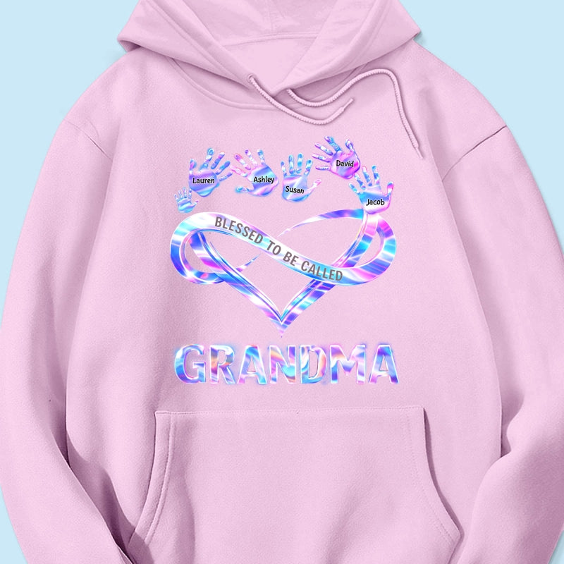 Blessed to be Called Grandma Mom with Kids' Handprint - Personalized Shirt - Sentimental Gift for Grandma, Mom