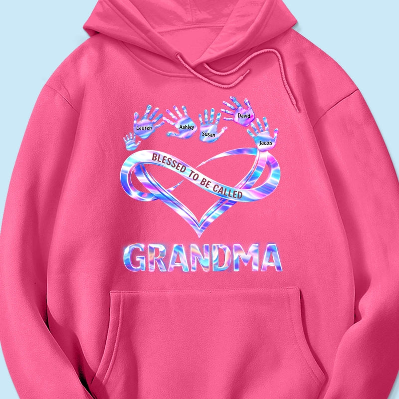 Blessed to be Called Grandma Mom with Kids' Handprint - Personalized Shirt - Sentimental Gift for Grandma, Mom