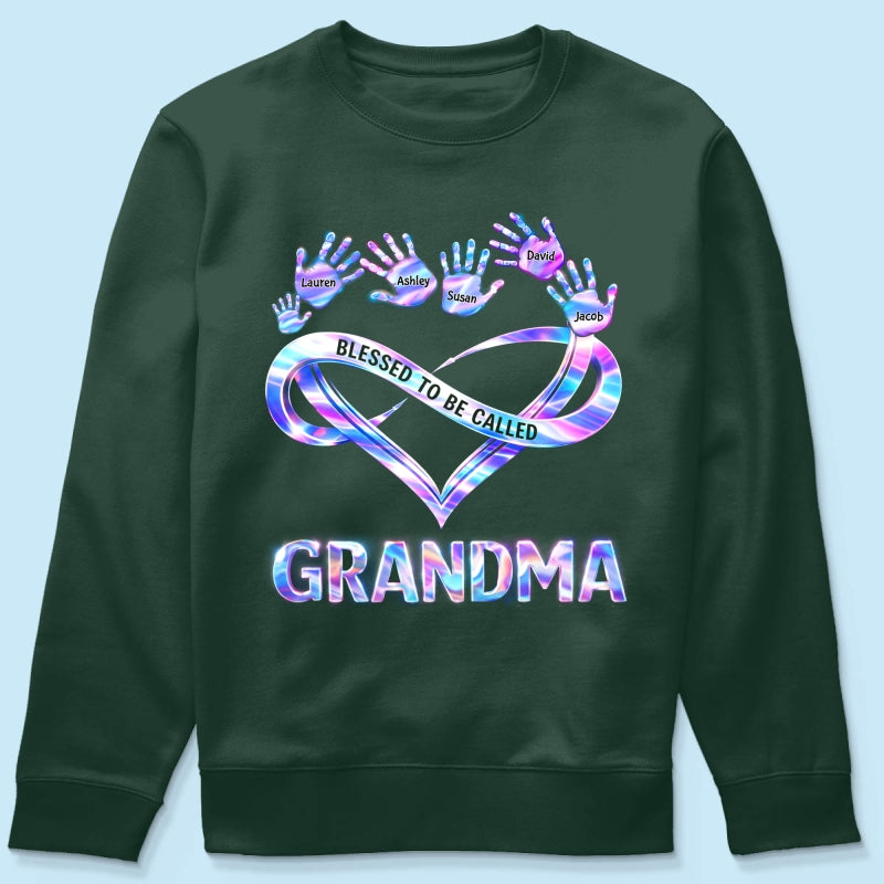 Blessed to be Called Grandma Mom with Kids' Handprint - Personalized Shirt - Sentimental Gift for Grandma, Mom