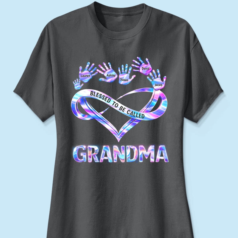 Blessed to be Called Grandma Mom with Kids' Handprint - Personalized Shirt - Sentimental Gift for Grandma, Mom
