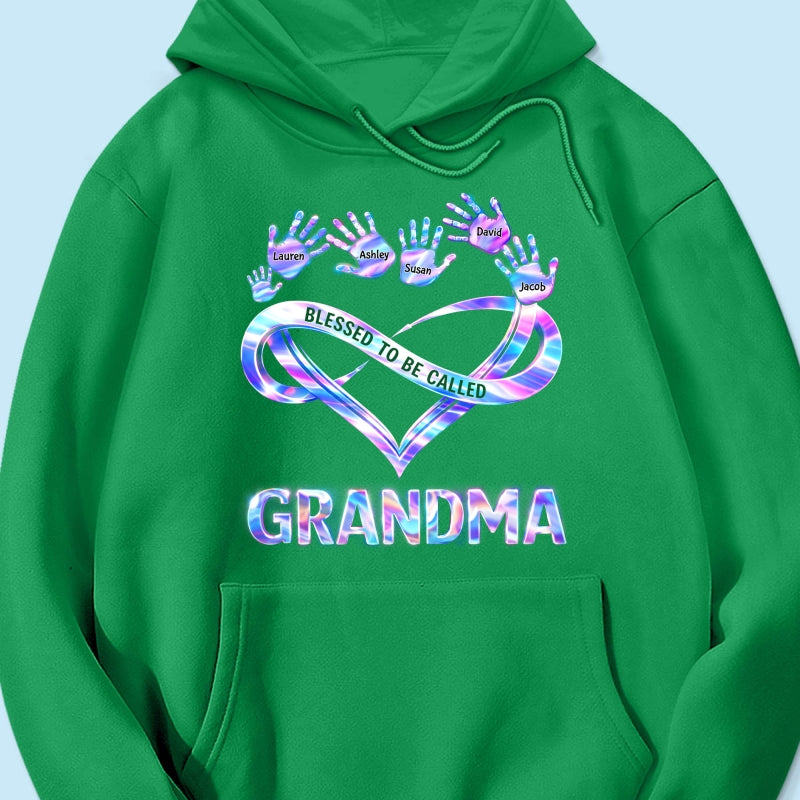 Blessed to be Called Grandma Mom with Kids' Handprint - Personalized Shirt - Sentimental Gift for Grandma, Mom
