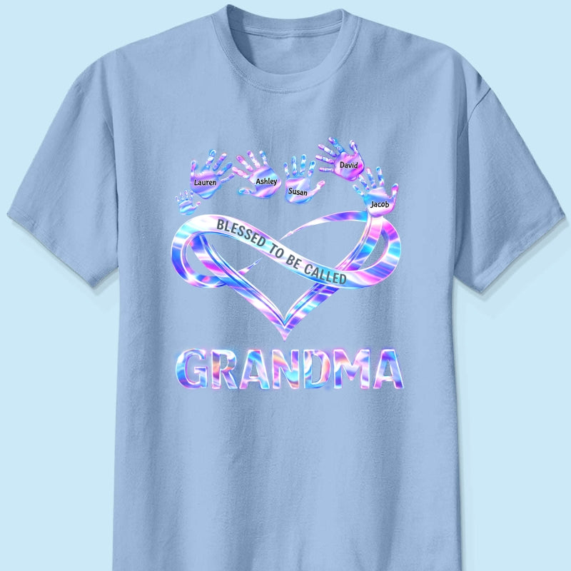 Blessed to be Called Grandma Mom with Kids' Handprint - Personalized Shirt - Sentimental Gift for Grandma, Mom