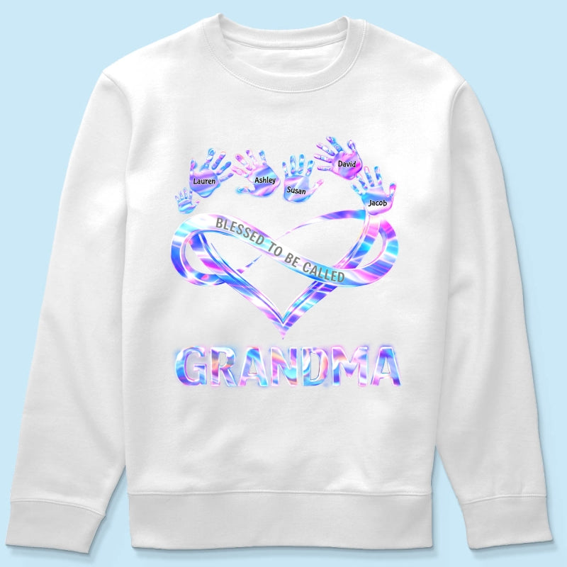 Blessed to be Called Grandma Mom with Kids' Handprint - Personalized Shirt - Sentimental Gift for Grandma, Mom