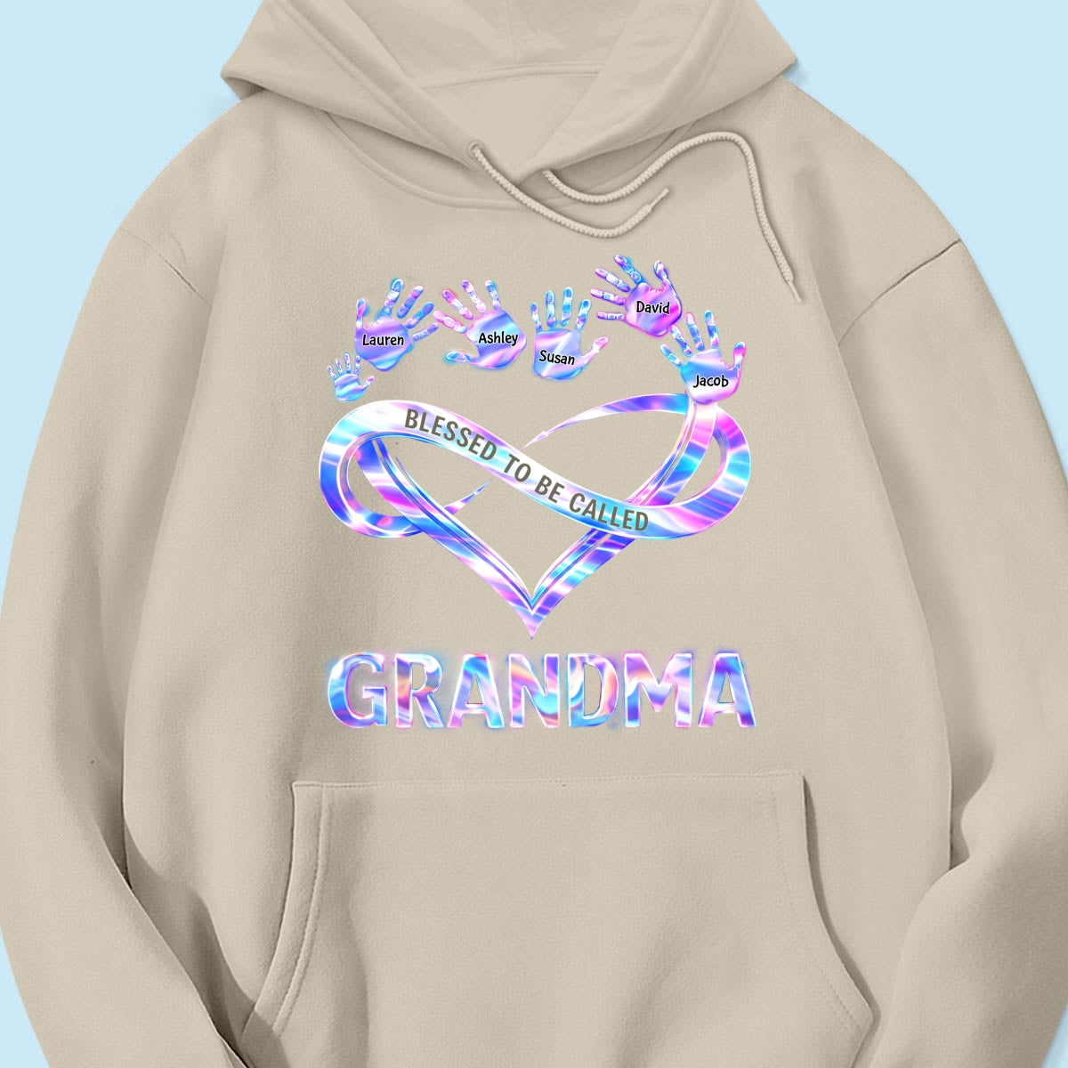 Blessed to be Called Grandma Mom with Kids' Handprint - Personalized Shirt - Sentimental Gift for Grandma, Mom