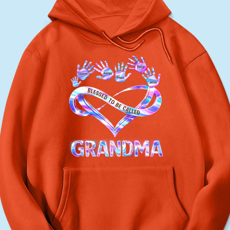 Blessed to be Called Grandma Mom with Kids' Handprint - Personalized Shirt - Sentimental Gift for Grandma, Mom