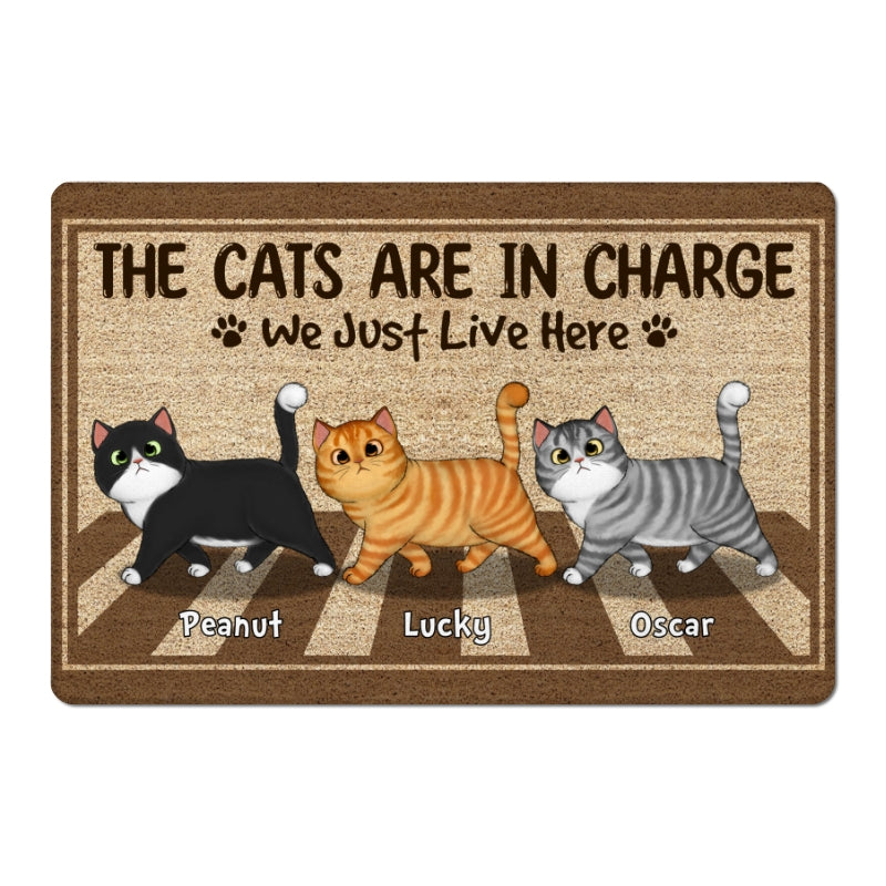 The Cats Are In Charge Walking Cross Personalized Doormat