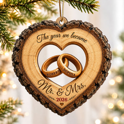 Together Forever Couple Anniversary 2D Flat - Personalized Wooden Ornament - Heartfelt Gift for Her, for Him