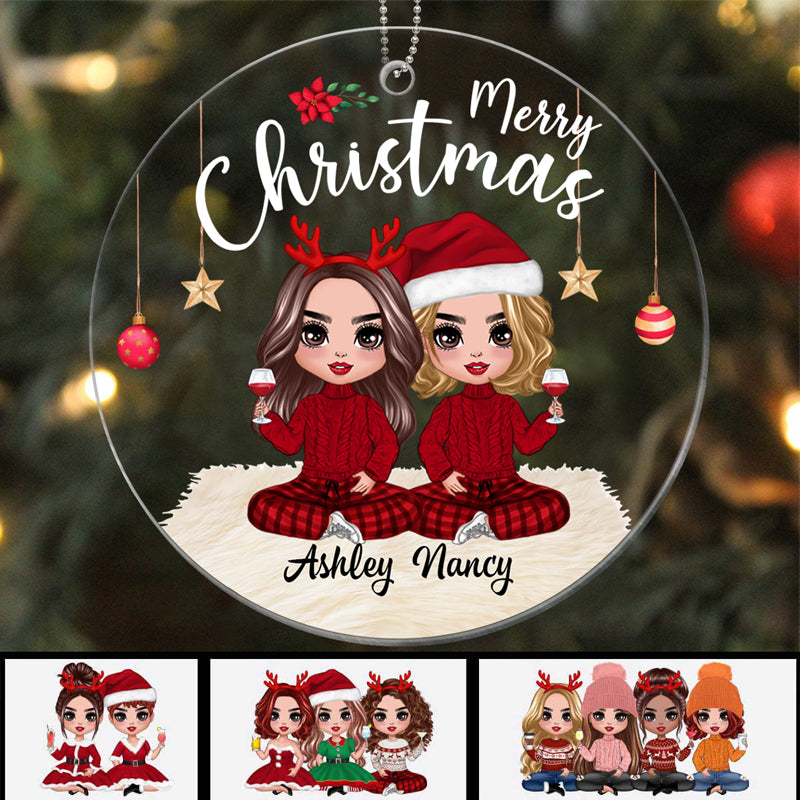 Doll Besties Christmas Checkered Pants Personalized Acrylic Ornament