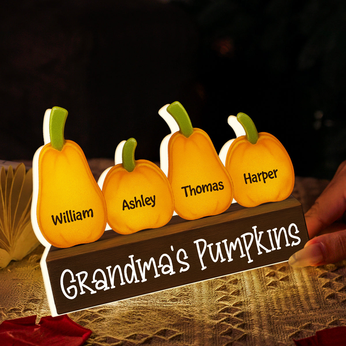 3D Effect Grandma Little Pumpkins Personalized LED Light Box