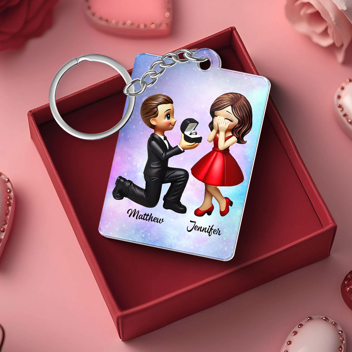 Newly Engaged Couple Gift Personalized Acrylic Flat Keychain, Just Engaged  Gifts for Couples, Favorite Song Scannable QR Code