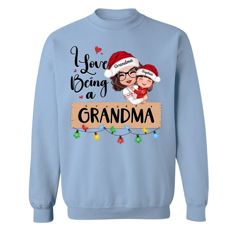 I Love Being A Grandma Hugging Grandkid Personalized Christmas Shirt