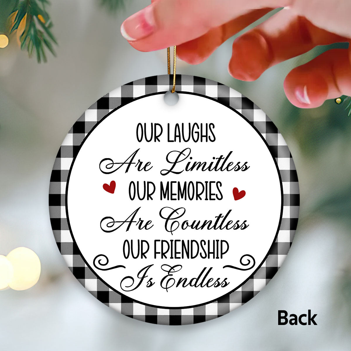 Cute Besties Our Laughs Are Limitless Personalized Double Sided Circle Ornament