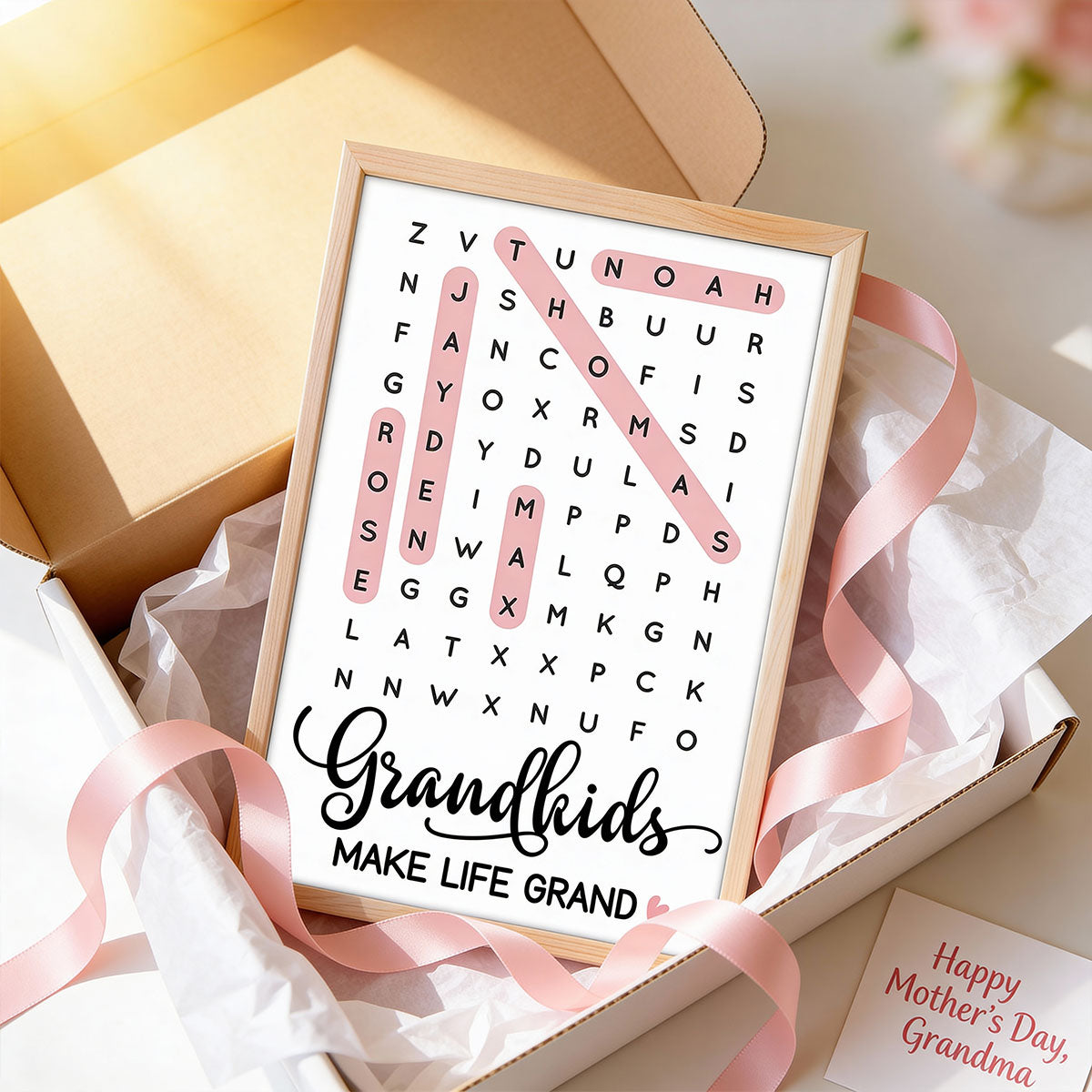 Grandkids Make Life Grand Word Search - Personalized Poster - Mother's Day Gift For Grandma