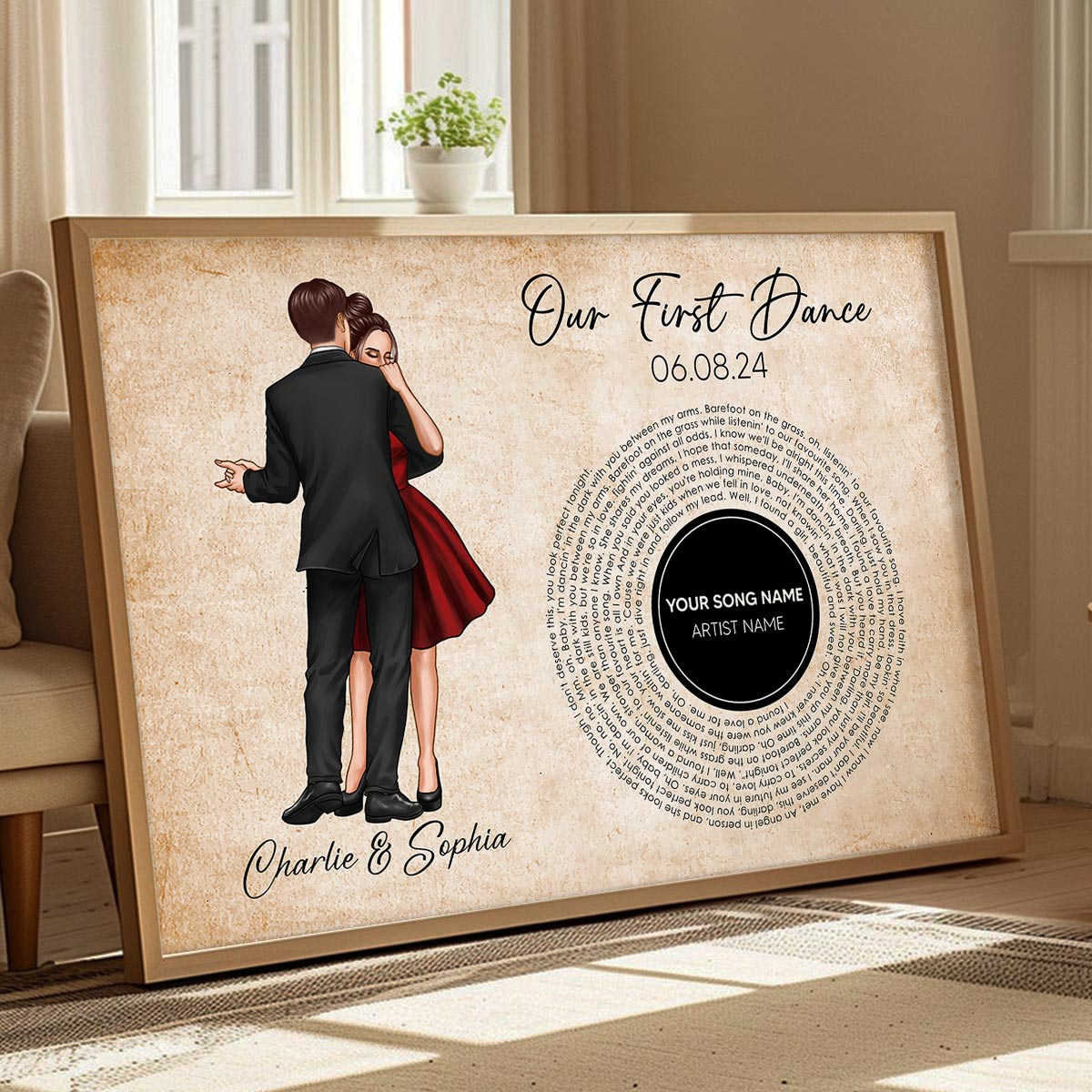 Our First Dance Couple Dancing Favorite Song Vinyl RecordPersonalized Poster, Heartfelt  Gift, Wedding Gift For Couple, For Him, For Her