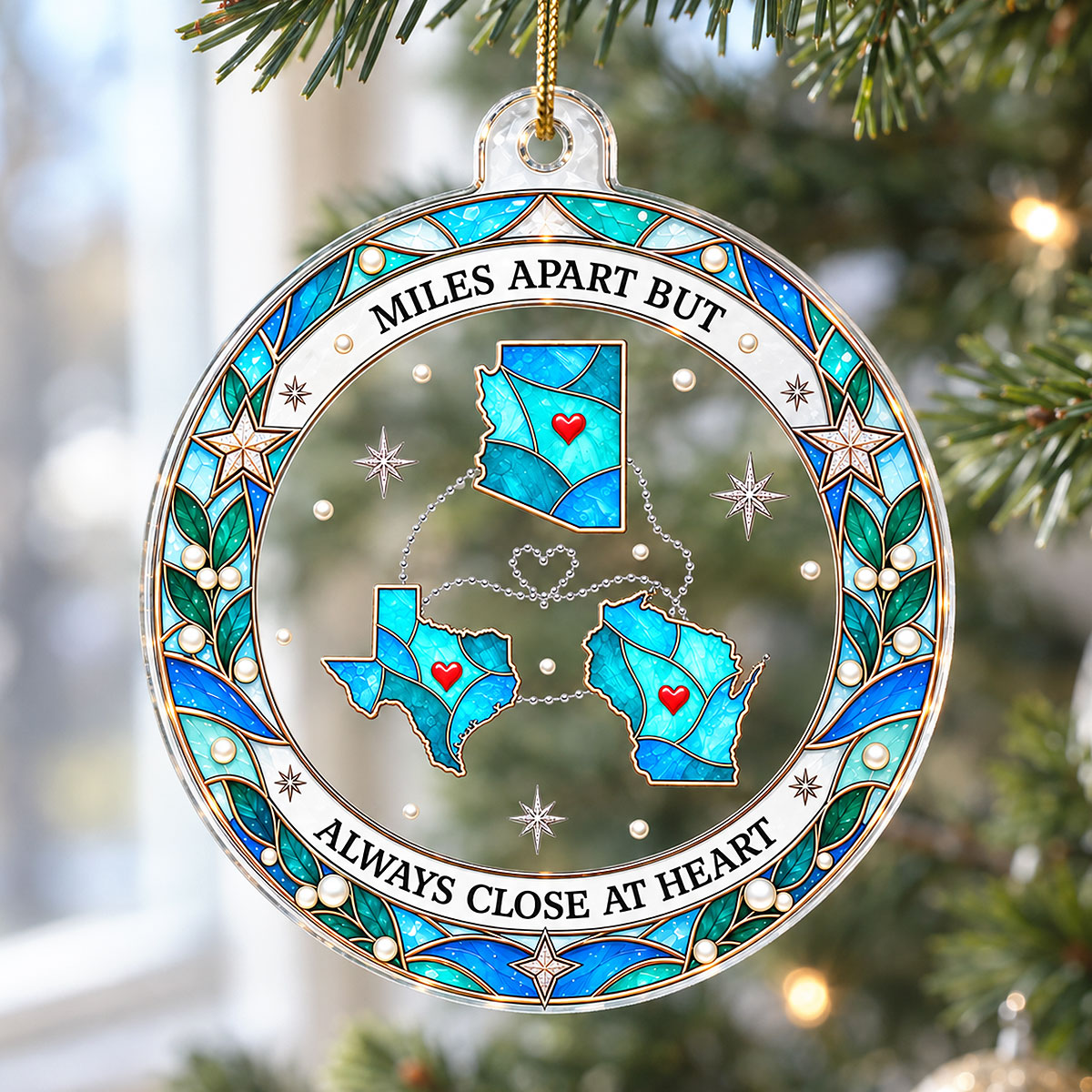 The Miles Don't Matter State Map 2D Flat Printed - Personalized Acrylic Ornament - Long Distance Gift For Family, Friends