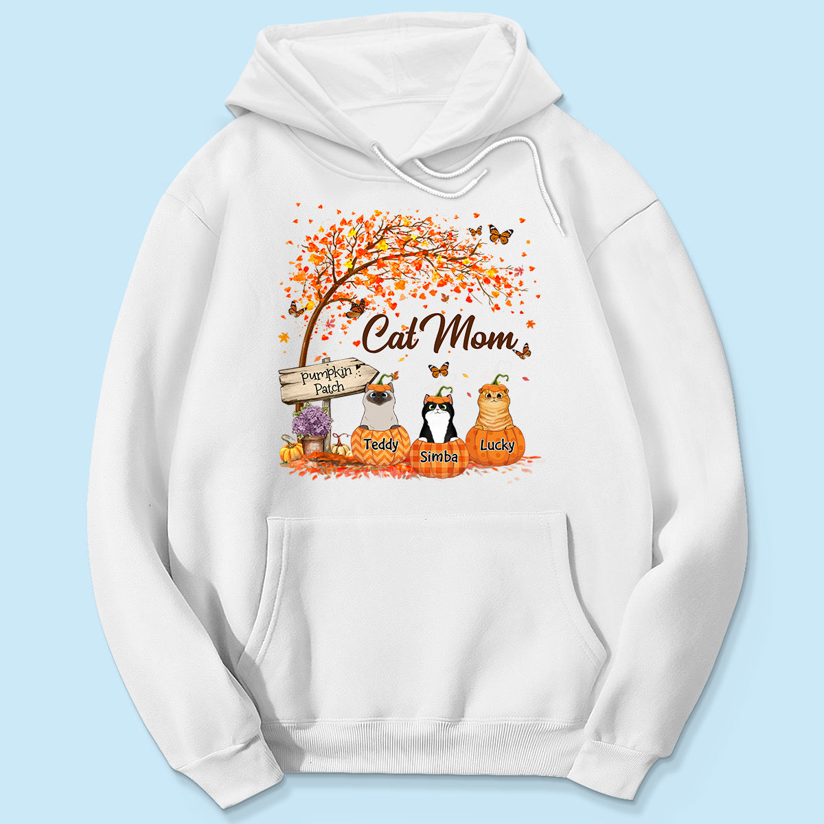 Fluffy Cats Pumpkin Personalized Shirt, Fall Season Gift for Cat Mom