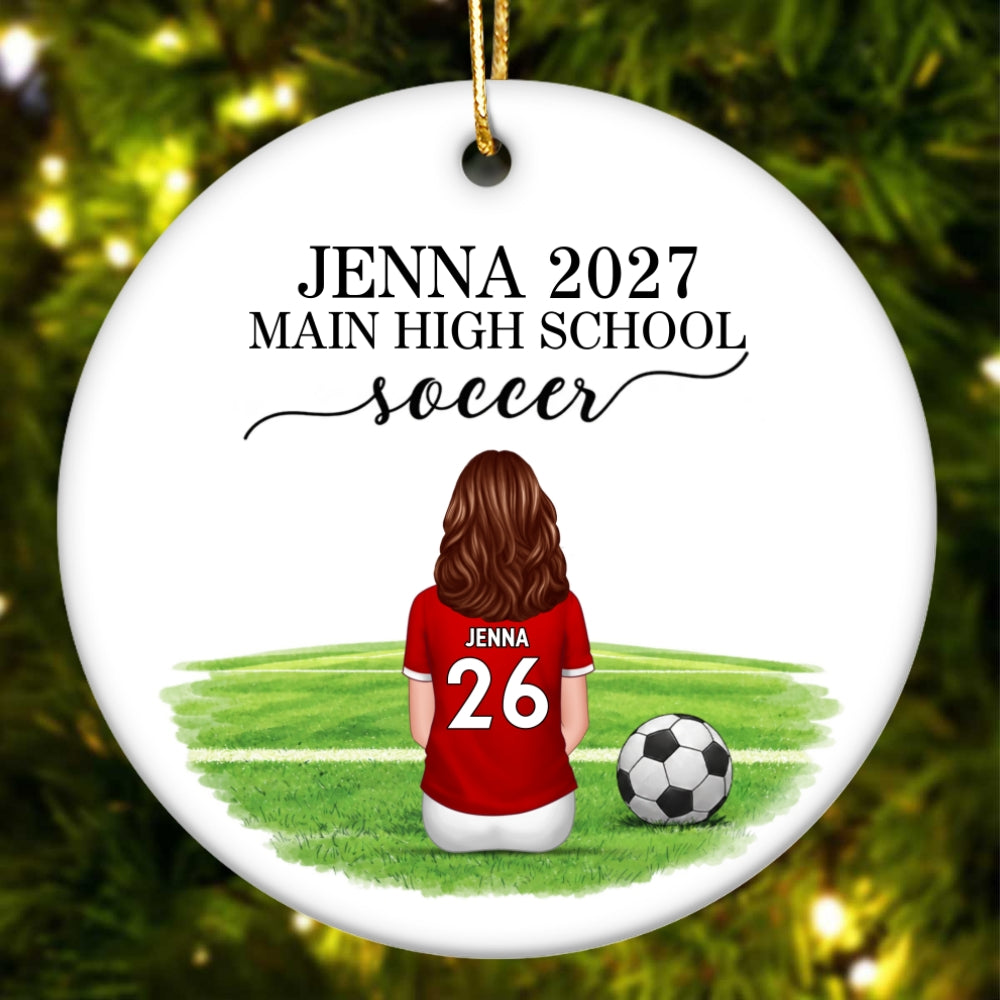 Senior Soccer Player - Personalized Ceramic Ornament – Custom Name, Number & High School Gift