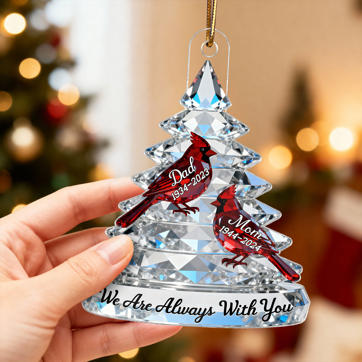 3D Effect Memorial Tree Cardinals - Personalized Acrylic Car Hanger - Remembrance Gift, Sympathy Gift For Whole Family, Extended Family