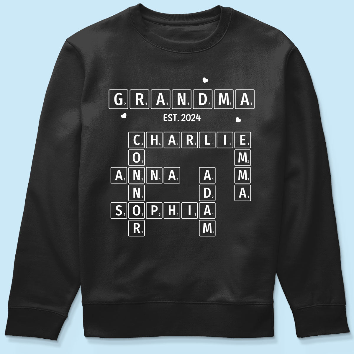 Grandma Grandpa Est. Crossword Art Puzzle Personalized Shirt