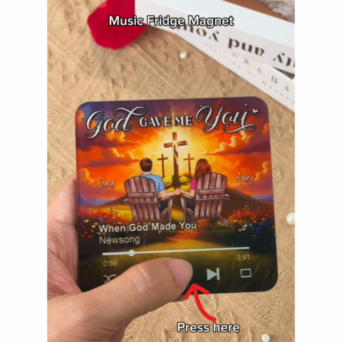 God Gave Me You Couple Sitting Personalized Music Fridge Magnet, Heartfelt Gift For Couple, For Him, For Her, Boyfriend, Girlfriend, Husband, Wife