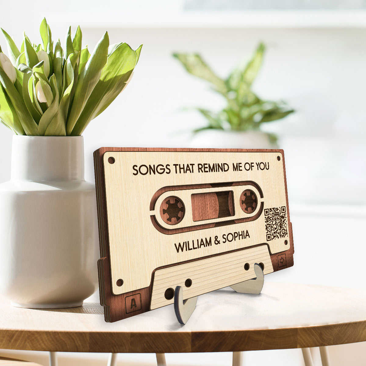 Couple Favorite Playlist Mixtape QR Code Anniversary Gift Valentine‘s Day Gift Personalized 2-Layer Wooden Plaque