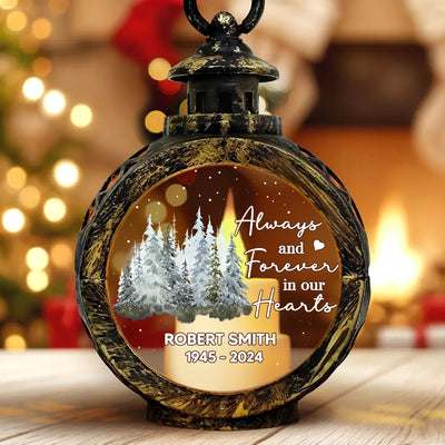 Always And Forever In Our Hearts Memorial Keepsake Personalized Lantern Ornament