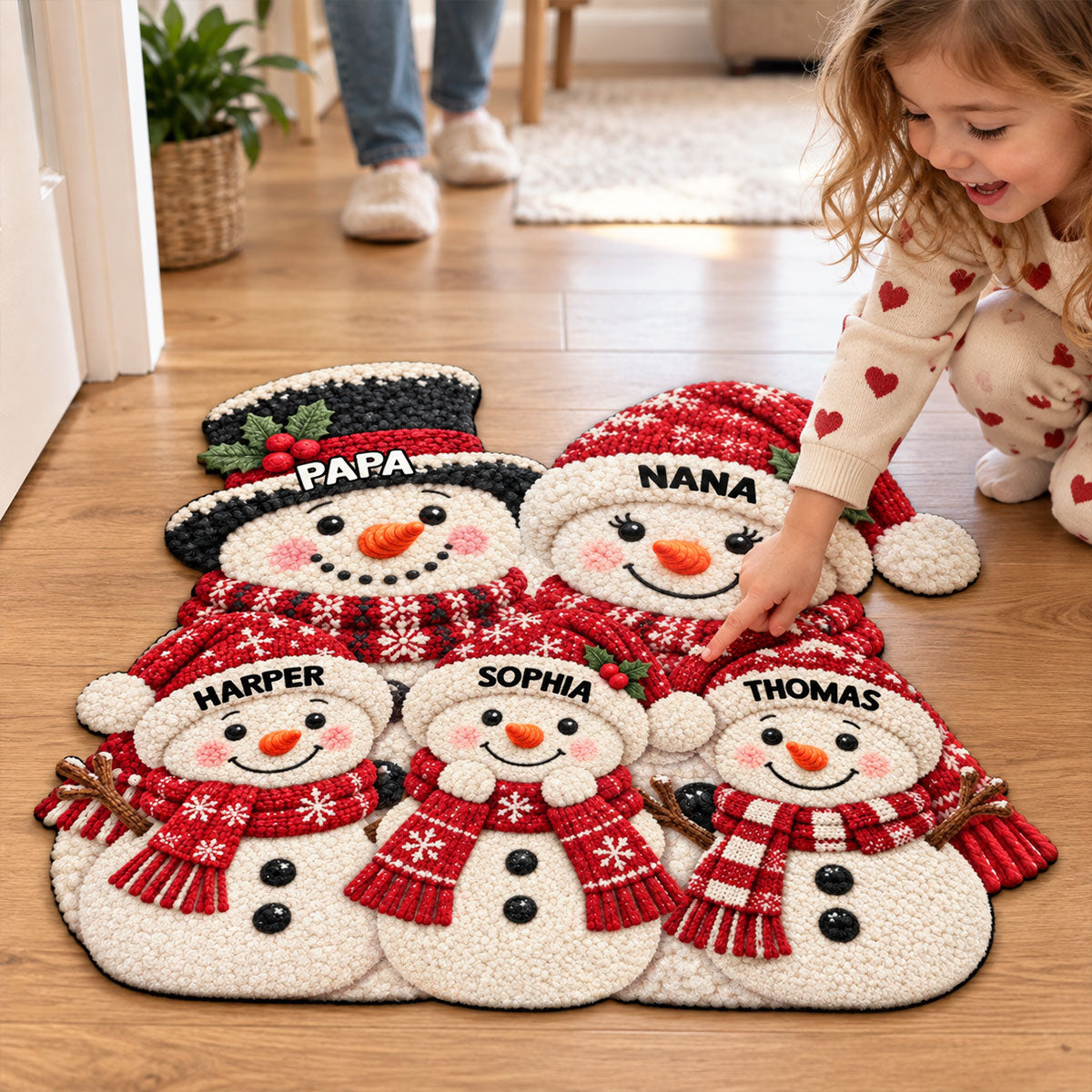 Christmas Cute Snowman 2D Flat Printed - Personalized Doormat - Christmas Decor For Family, Grandparents