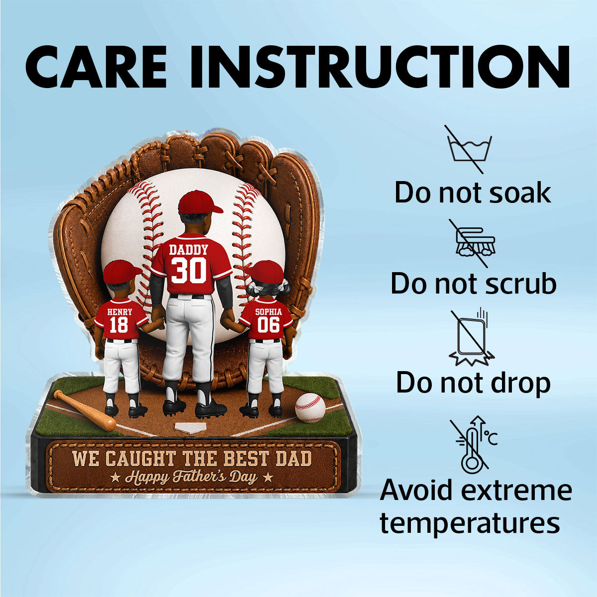 Baseball Dad Legend We Caught The Best Dad - Personalized Acrylic Block Plaque - Father's Day Gift For Dad