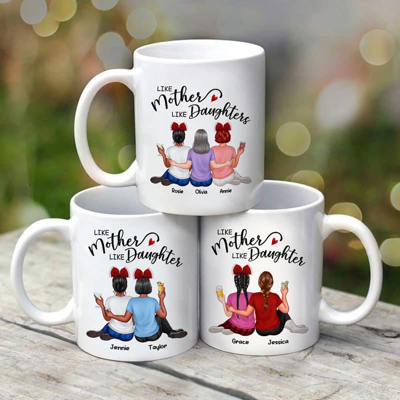 Back View Embracing Women Like Mother Like Daughters Personalized Mug