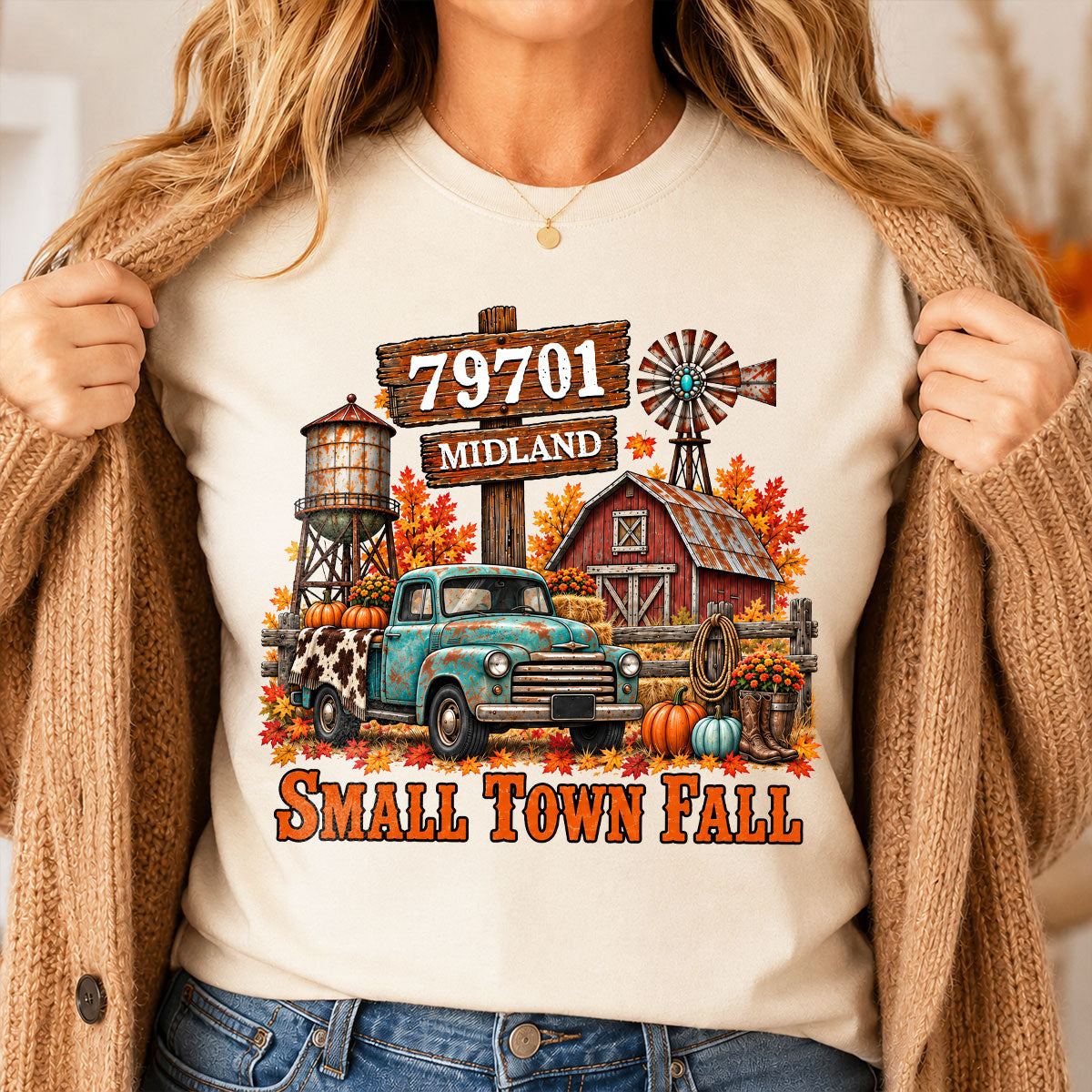 Small Town Fall Western Zip Code - Personalized Shirt