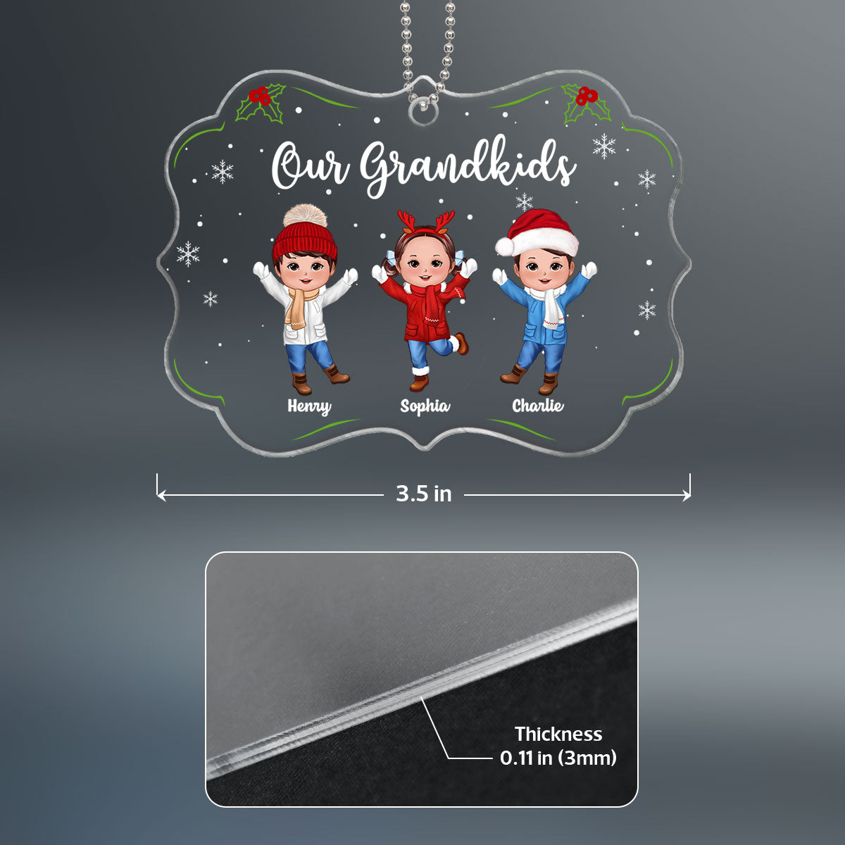 Our Grandkids Happy Doll Kids Gift For Grandparents Personalized Acrylic Ornament