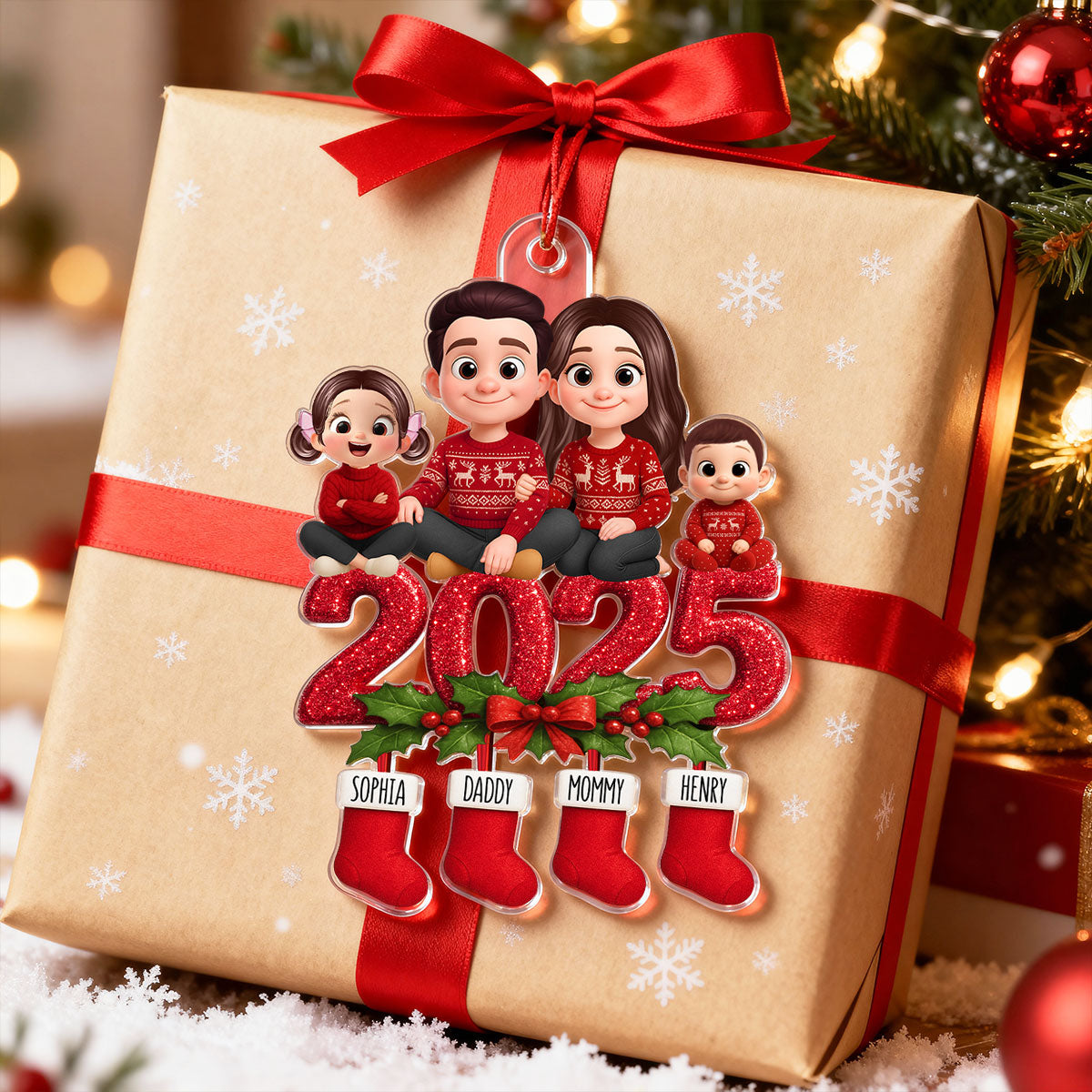Our Family 2025 Keepsake - Personalized Acrylic Ornament - Christmas Decor for Family