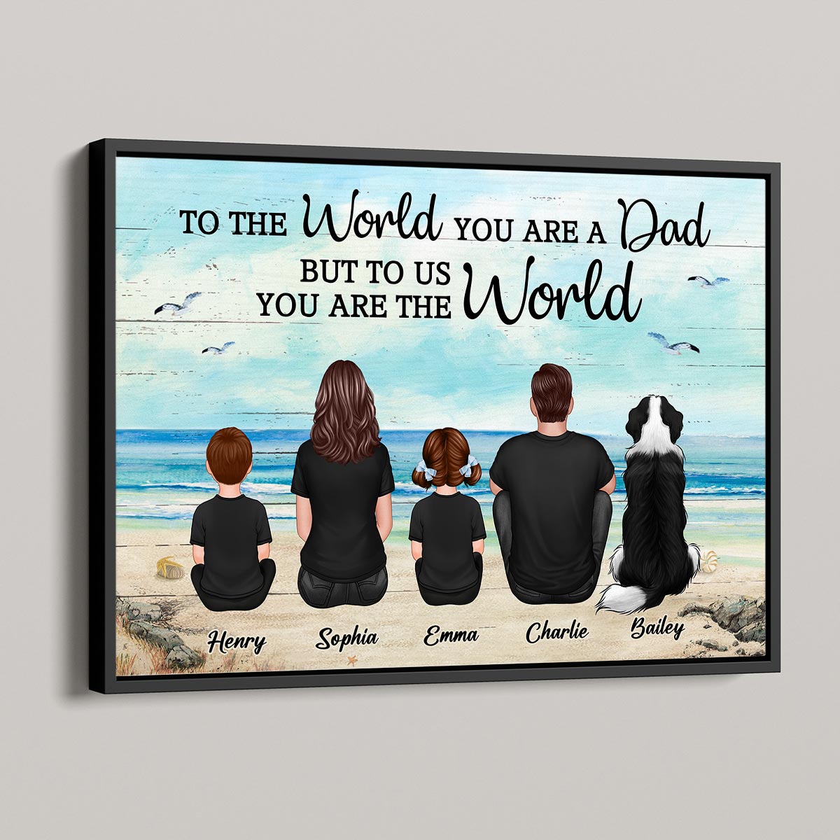 Custom Family Retro Vintage Beach Landscape Poster, Gift For Husband, Dad, Grandpa
