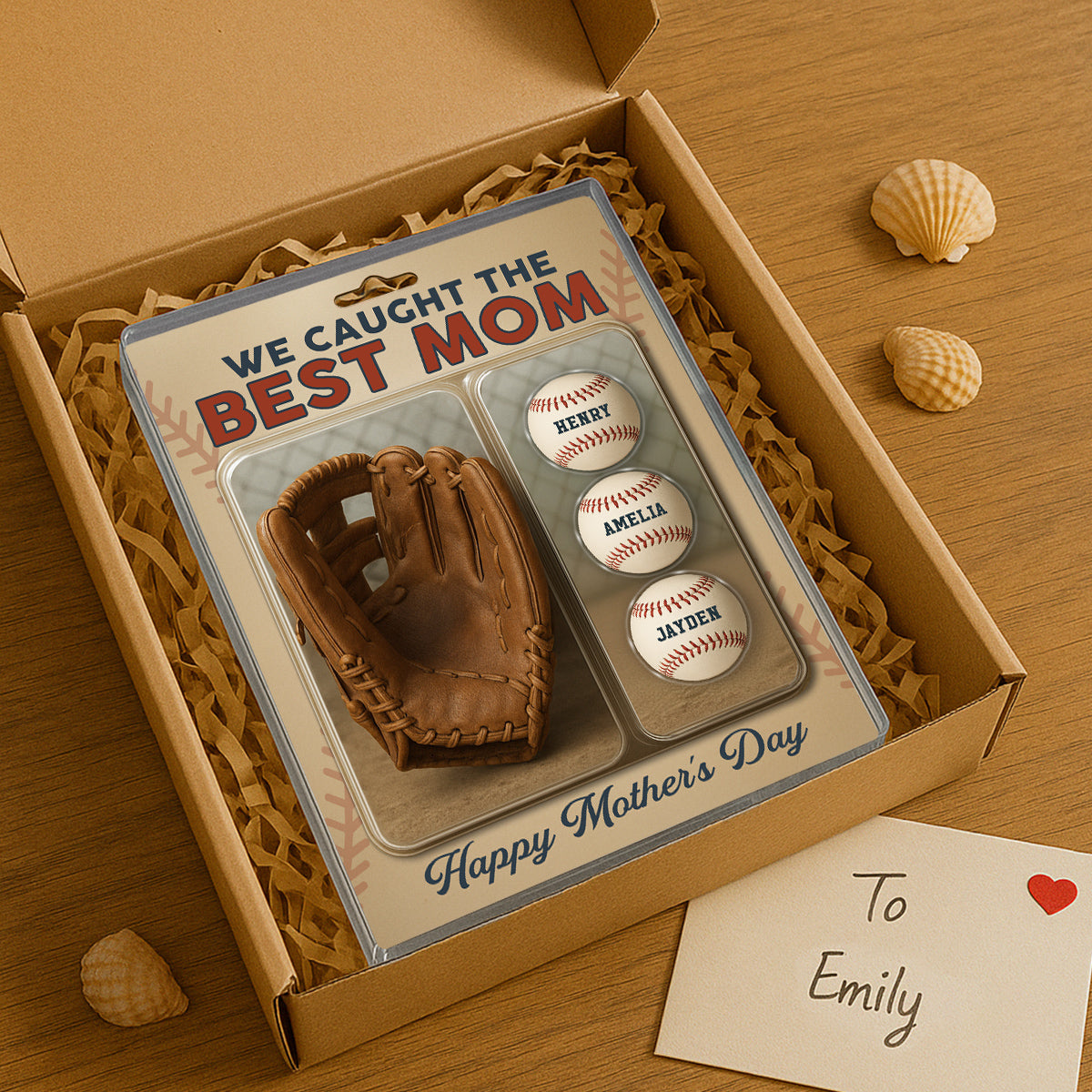 We Caught The Best Dad Grandpa Baseball & Glove Figures Style - Personalized Acrylic Block Plaque - Gift For Dad, Gift For Husband, Gift For Grandpa