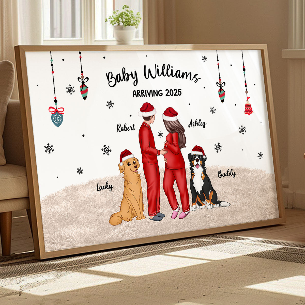 Personalized Pregnancy Poster, Expecting Family Christmas Personalized Poster, New Mom Christmas Gift