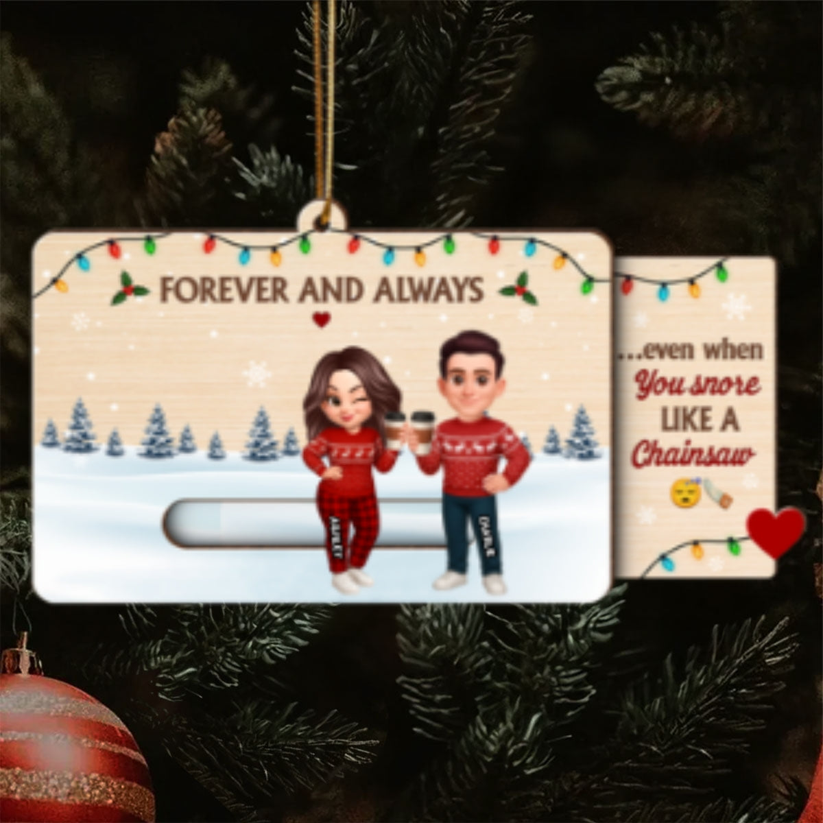 Love & Laughs Couple Hidden Messages - Personalized Slider Ornament - Christmas Gift Anniversary Gift For Couples