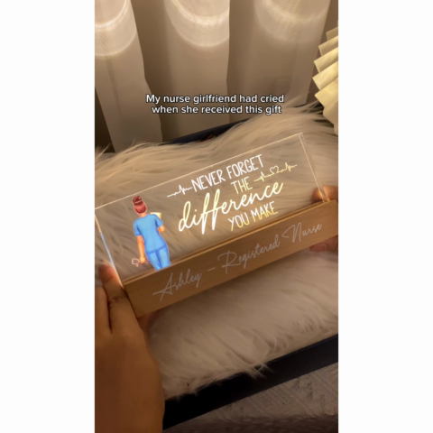Never Forget The Difference You Make Gift For Nurse Personalized Acrylic Block Night Light