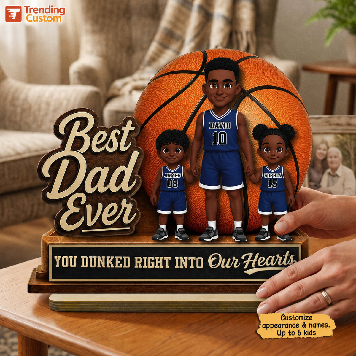 You Dunked Right Into Our Heart - Personalized 2-Layered Wooden Plaque - Father's Day Gift For Basketball Dad