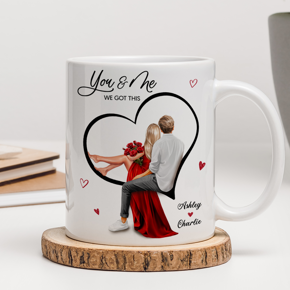 Couple Sitting On Heart Personalized Mug,  Gift, Anniversary Gift for Couples,