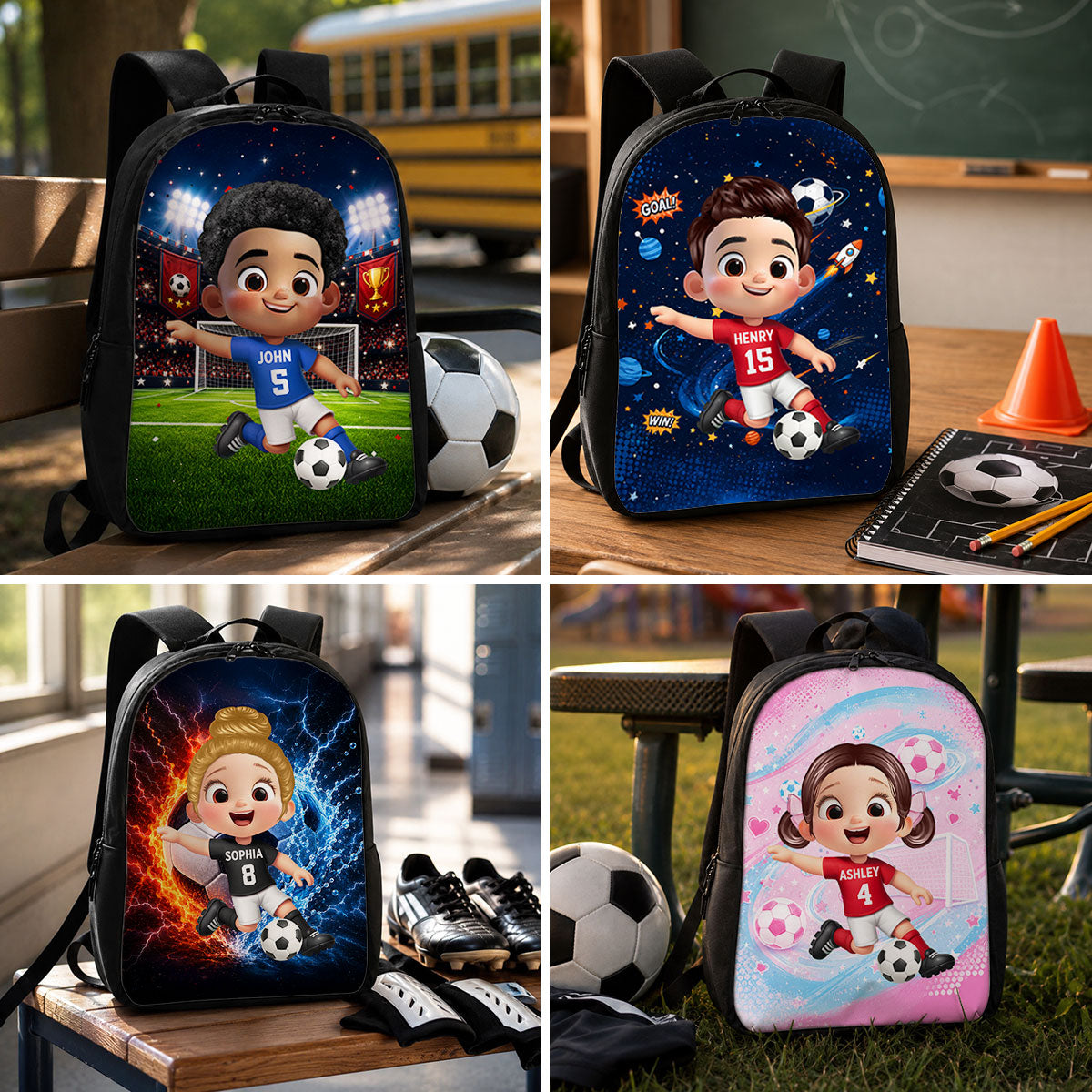 Soccer Design for Boys Girls - Personalized Backpack - Back to School Backpack for Kids