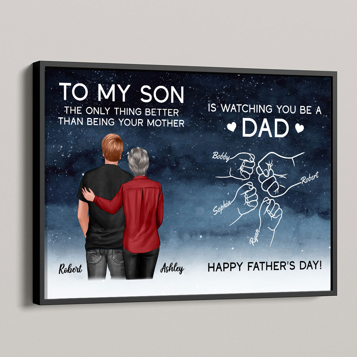Watching You Be A Dad From Mom Dad To Son Starry Night Personalized Poster, Gift For Son