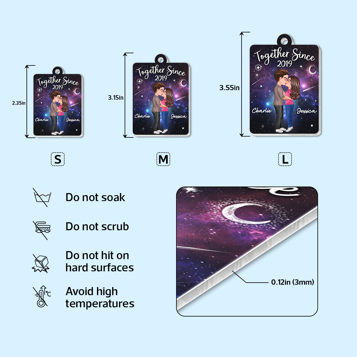 Doll Couple Kissing In Galaxy Night Favorite Song Scannable QR Code Personalized Acrylic Keychain