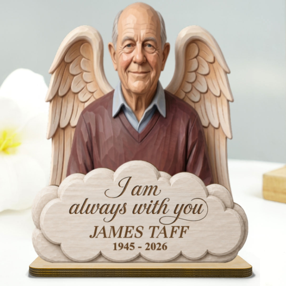 Always With You Custom Photo of Lost Loved One - Personalized 2-Layered Wooden Plaque - Memorial Gift, Sympathy Gift