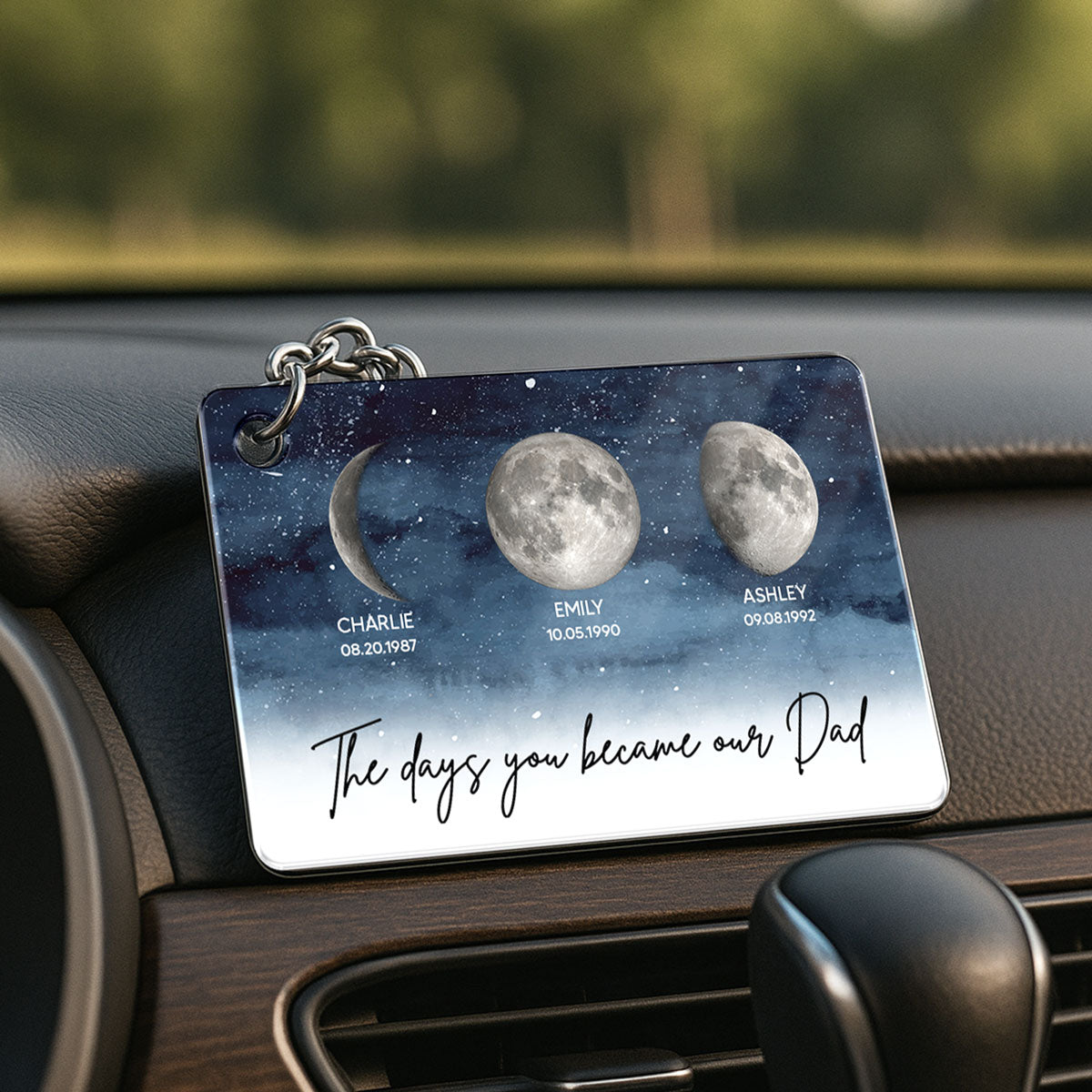 Starry Night Custom Birth Moon Phase The Days You Became Our Dad Personalized Acrylic Keychain